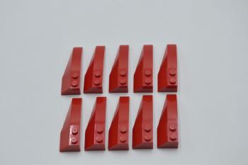 Preview: LEGO 10 x Keilstein FlÃ¼gel schrÃ¤g links rot Red Wedge 6x2 Left 41748