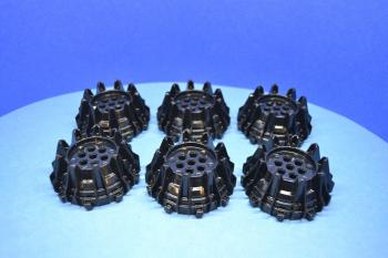 Preview: LEGO 6 x Rad schwarz Black Wheel Hard Plastic with Small Cleats Flanges 64712
