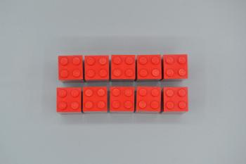 Preview: LEGO 10 x Basisstein SÃ¤ule StÃ¼tze hoch rot Red Brick 2x2x3 30145