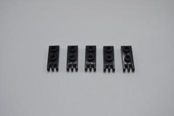 Preview: LEGO 5 x Scharnierplatte schwarz Black Hinge Plate 1x2 with 3 Fingers 4275b