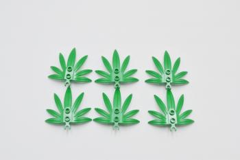 Preview: LEGO 6 x Palmenblatt grÃ¼n Green Plant Leaves 6x5 Swordleaf with O Clip 10884