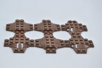 Preview: LEGO 6 x Kreuzplatte mit Kuppel alt braun Brown Plate 6x6x2/3 Cross Dome 30303