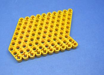 Preview: LEGO 10 x Technic Liftarm gelb Yellow Technic Liftarm 1x9 Bent 7-3 Thick 32271