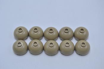 Preview: LEGO 10 x Kuppel dunkelbeige Dark Tan Brick Round 2x2 Dome Top Hollow Stud 553c