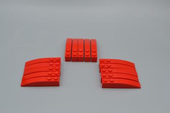 Preview: LEGO 15 x Bogenstein Dachstein gebogen rot Red Slope Curved 6x1 42022