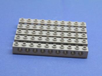 Mobile Preview: LEGO 5 x Lochstein neuhell grau Light Bluish Gray Technic Brick 1x10 Holes 2730