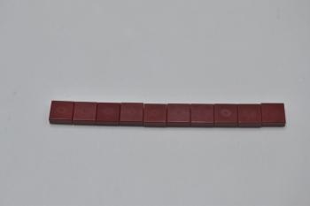 Preview: LEGO 10 x Fliese Kachel mit Rille dunkelrot Dark Red Tile 1x1 with Groove 3070b