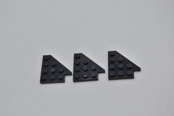 Preview: LEGO 3 x FlÃ¼gelplatte rechts schwarz Black Wedge Plate 4x4 Wing Right 3935