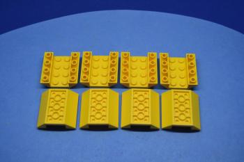 Preview: LEGO 8 x SchrÃ¤gstein Wanne gelb Yellow Slope Inverted 45 4x4 Double 4854