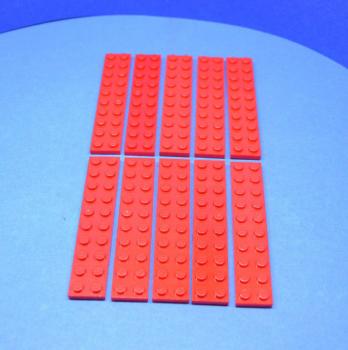 Mobile Preview: LEGO 10 x Basisplatte Grundplatte Bauplatte rot Red Basic Plate 2x10 3832