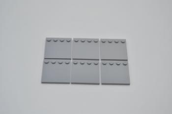 Preview: LEGO 6 x Fliese Randnoppe neuhell grau Light Bluish Gray Tile Modified 4x4 6179