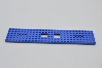 Preview: LEGO Platte Wagon blau Blue Train Base 6x28 with 2 Square Cutouts Holes 92339