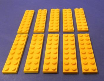 Preview: LEGO 10 x Basisplatte Bauplatte Grundplatte gelb Yellow Basic Plate 2x8 3034