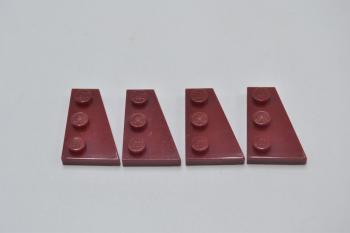 Preview: LEGO 4 x FlÃ¼gelplatte rechts dunkelrot Dark Red Wedge Plate 3x2 Right 43722