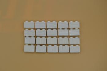 Preview: LEGO 20 x Stein geriffelt weiÃŸ White Brick Mod. 1x2 Grille Fluted Profile 2877