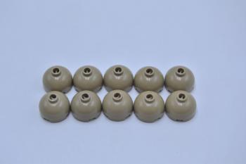 Preview: LEGO 10 x Kuppel dunkelbeige Dark Tan Brick Round 2x2 Blocked Open 553b