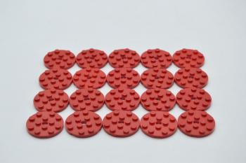 Preview: LEGO 20 x Rundplatte mit Loch rot Red Plate Round 4x4 with Hole 60474