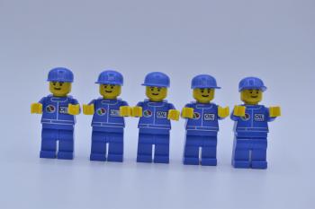 Mobile Preview: LEGO 5 x Figur Minifigur blau Octan Tankstelle oil blue legs cap oct016