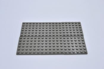 Mobile Preview: LEGO 6 x Basisplatte Bauplatte alt dunkelgrau Dark Gray Basic Plate 6x6 3958