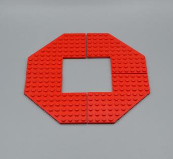 Preview: LEGO 4 x FlÃ¼gelplatte ohne Ecke rot Red Plate Modified 10x10 without Corner 2401