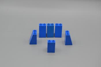 Preview: LEGO 6 x SchrÃ¤gstein blau Blue Slope 75 2x2x3 Hollow Studs 3684a