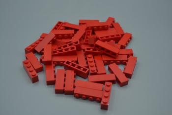 Preview: LEGO 50 x Basisstein Baustein Grundstein rot Red Basic Brick 1x4 3010