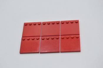 Preview: LEGO 6 x Fliese mit Randnoppe rot Red Tile Modified 4x4 with Studs on Edge 6179