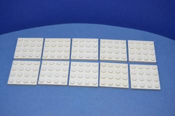 Preview: LEGO 10 x Basisplatte Bauplatte weiÃŸ White Basic Plate 4x4 3031