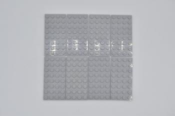 Preview: LEGO 8 x Basisplatte Grundplatte neuhell grau Light Bluish Gray Plate 4x8 3035