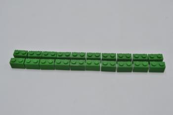 Preview: LEGO 20 x Stein geriffelt grÃ¼n Green Brick Modified 1x2 with Grille Fluted 2877