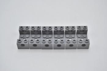 Preview: LEGO 6 x Stein neues dunkelgrau Dark Bluish Gray Technic Brick 2x4x1 1/3 18975