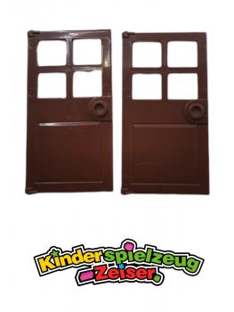 Preview: LEGO 2 x TÃ¼r rotbraun Reddish Brown Door 1x4x6 4 Panes and Stud Handle 60623