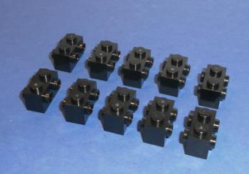 Preview: LEGO 10 x Snot Konverter schwarz Black Brick Modified 1x2 Studs 2 Sides 52107