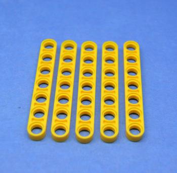 Preview: LEGO 5 x Technik Liftarm 1x7 gelb flach yellow technic lever 7M 32065 4114672