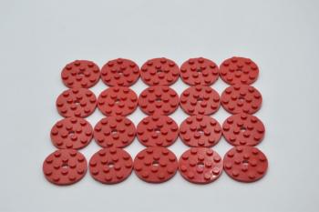 Preview: LEGO 20 x Rundplatte mit Loch rot Red Plate Round 4x4 with Hole 60474