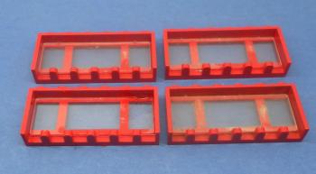 Mobile Preview: LEGO 4 x Fenster lange Fensterbank rot 1x6x2 old red window long board 645bc01 