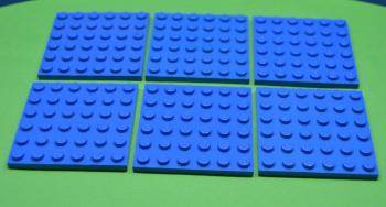 Preview: LEGO 6 x Basisplatte Bauplatte Grundplatte blau Blue Plate 6x6 3958 4199519