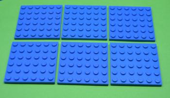 Preview: LEGO 6 x Basisplatte Bauplatte Grundplatte blau Blue Plate 6x6 3958 4199519