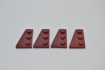 Preview: LEGO 4 x FlÃ¼gelplatte links dunkelrot Dark Red Wedge Plate 3x2 Left 43723