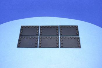 Preview: LEGO 6 x Fliese m. Randnoppen schwarz Black Tile Modified 4x6 with Studs 6180 