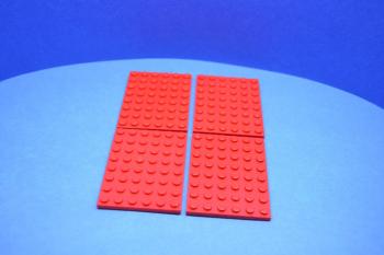 Preview: LEGO 4 x Basisplatte Grundplatte Bauplatte rot Red Basic Plate 6x8 3036