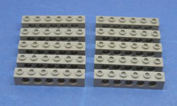 Mobile Preview: LEGO 10 x Lochstein althell grau Light Gray Technic Brick 1x6 with Holes 3894