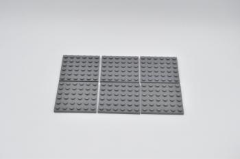 Preview: LEGO 6 x Basisplatte neues dunkelgrau Dark Bluish Gray Plate 6x6 3958 