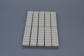 Preview: LEGO 10 x Basisstein Baustein Grundbaustein weiÃŸ White Basic Brick 2x8 3007