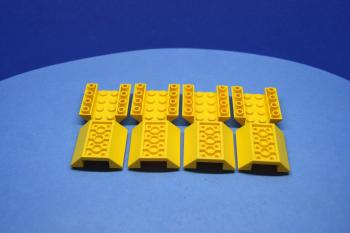 Preview: LEGO 8 x SchrÃ¤gstein Wanne gelb Yellow Slope Inverted 45 4x4 Double 4854