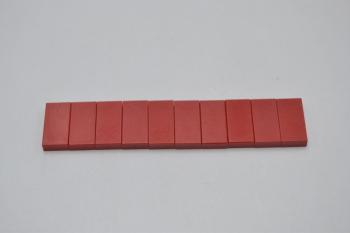 Preview: LEGO 10 x Fliese Kachel Platte glatt rot Red Tile 1x2 without Groove 3069a