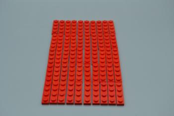 Preview: LEGO 50 x Basisplatte 1x4 rot red basic plate 3710 371021