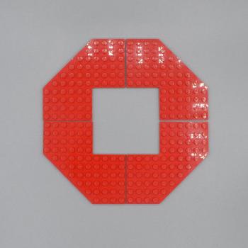 Preview: LEGO 4 x FlÃ¼gelplatte ohne Ecke rot Red Plate Modified 10x10 without Corner 2401