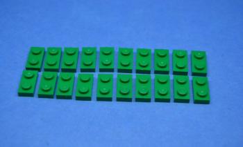 Preview: LEGO 20 x Basisplatte Bauplatte grÃ¼n Green Plate 1x2 3023 302328