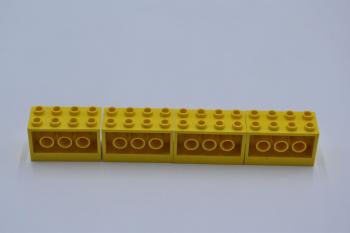 Preview: LEGO 4 x Konverterstein gelb Yellow Brick Modified 2x4x2 with Holes Sides 6061